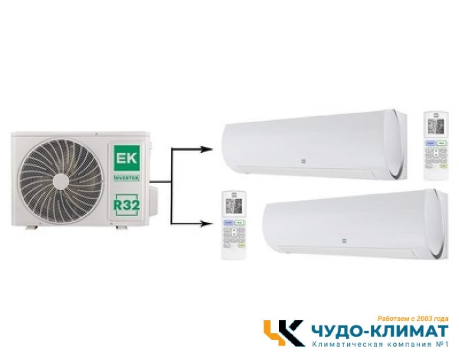 Мульти сплит-система на 2 комнаты Euroklimat Futura EKSF-20HNSх2/EKOG-40HIS2