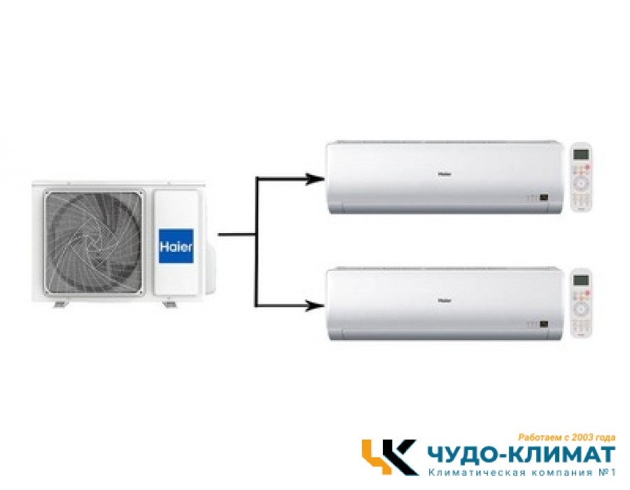 Мульти сплит-система на 2 комнаты Haier Super Match N 2U40S2SM1FA/AS09BS4HRA*2шт