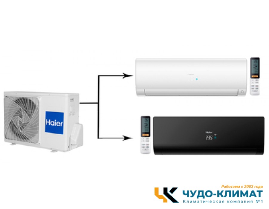 Мульти сплит-система на 2 комнаты Haier Flexis Super Match 2U40S2SM1FA/AS25S2SF1FA-B/AS25S2SF1FA-W