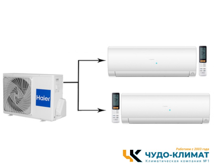 Мульти сплит-система на 2 комнаты Haier Flexis Super Match 2U40S2SM1FA/AS25S2SF1FA-W/AS35S2SF1FA-W
