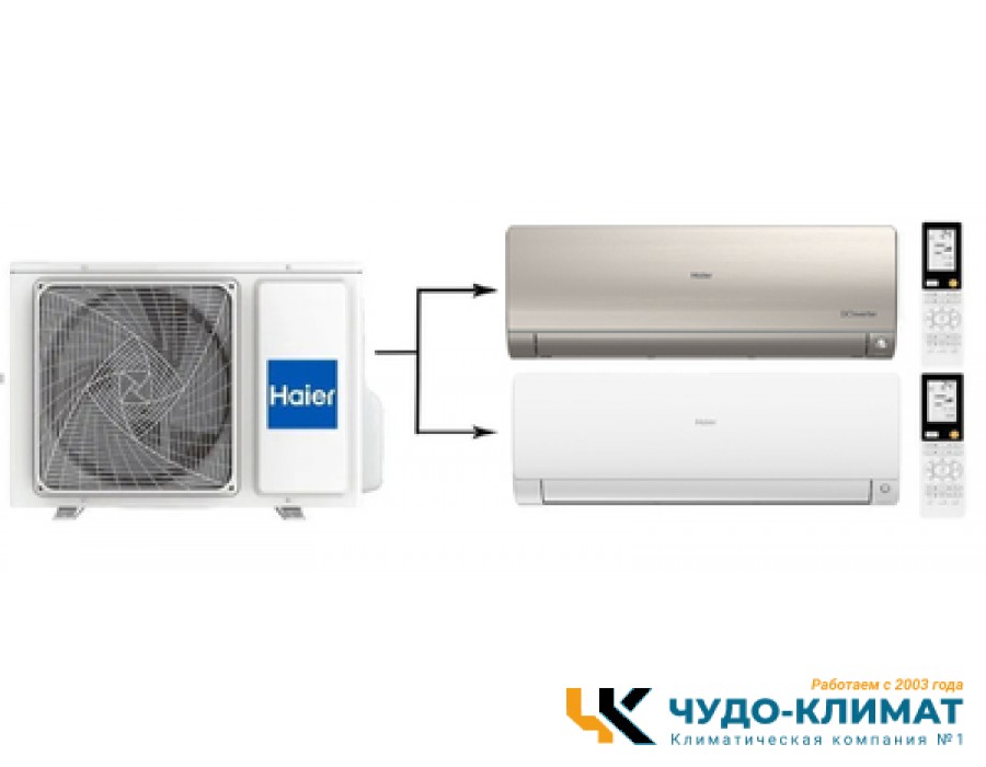 Мульти сплит-система на 2 комнаты Haier Flexis Super Match 2U40S2SM1FA/AS25S2SF2FA-G/AS35S2SF2FA-W