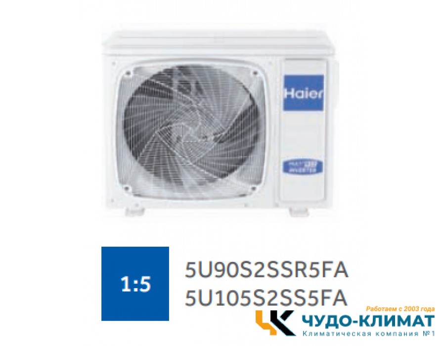 Внешний блок мульти сплит-системы на 5 комнат Haier Free match  5U90S2SS5FA