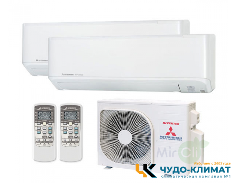 Мульти сплит-система на 2 комнаты Mitsubishi Heavy Free Match SCM40ZS-W/SKM20ZSP-W*2шт