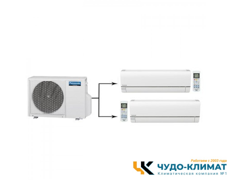 Мульти сплит-система на 2 комнаты Panasonic Free Multi CU-2E18PBD/CS-E9RKDW*2шт