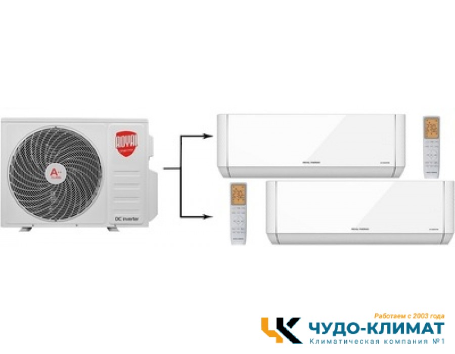 Мульти сплит-система на 2 комнаты Royal Thermo RTFMO-14HN8/RTFMI-07HN8/white*2