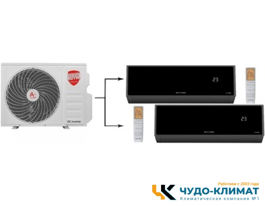Мульти сплит-система на 2 комнаты Royal Thermo RTFMO-18HN8/RTFMI-09HN8/black*2