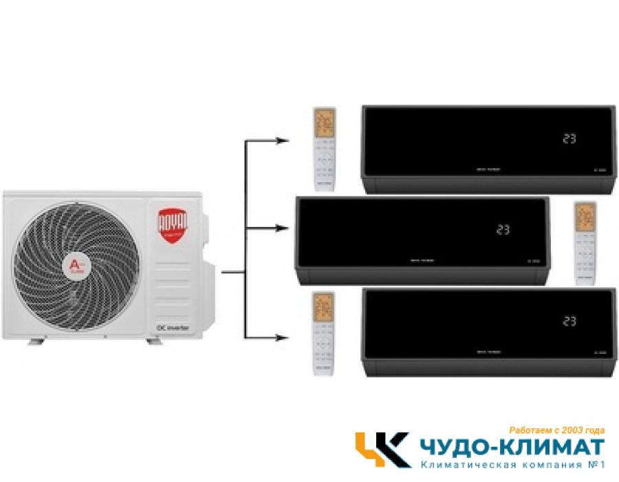 Мульти сплит-система на 3 комнаты Royal Thermo RTFMO-27HN8/RTFMI-09HN8/black*3