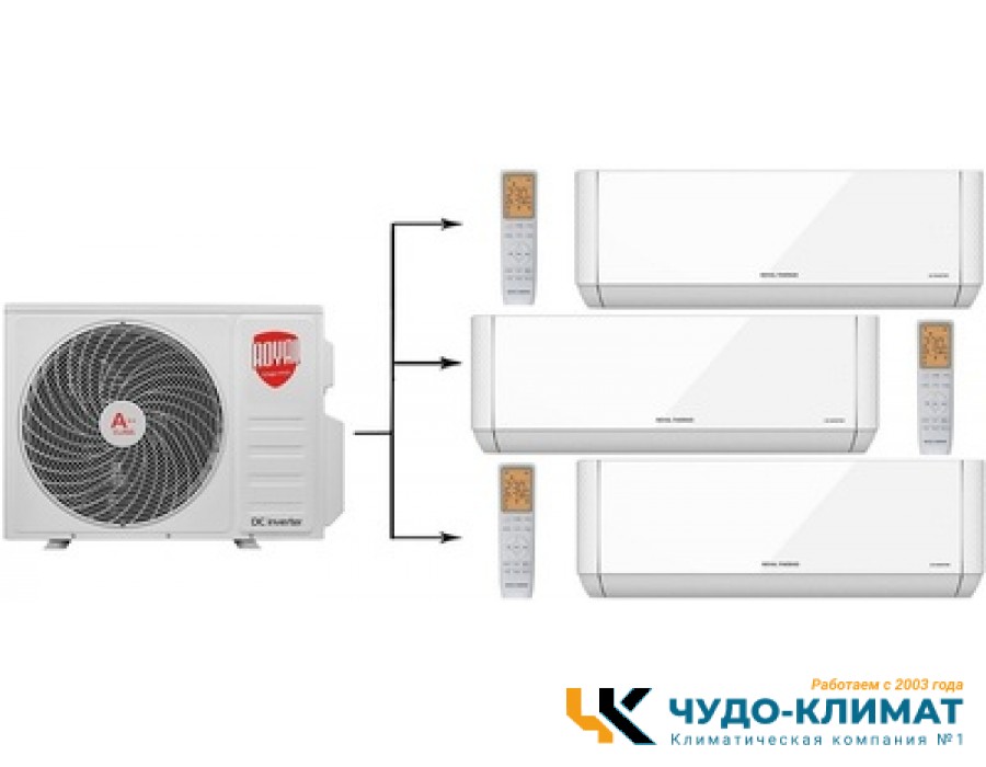 Мульти сплит-система на 3 комнаты Royal Thermo RTFMO-27HN8/RTFMI-09HN8/white*3