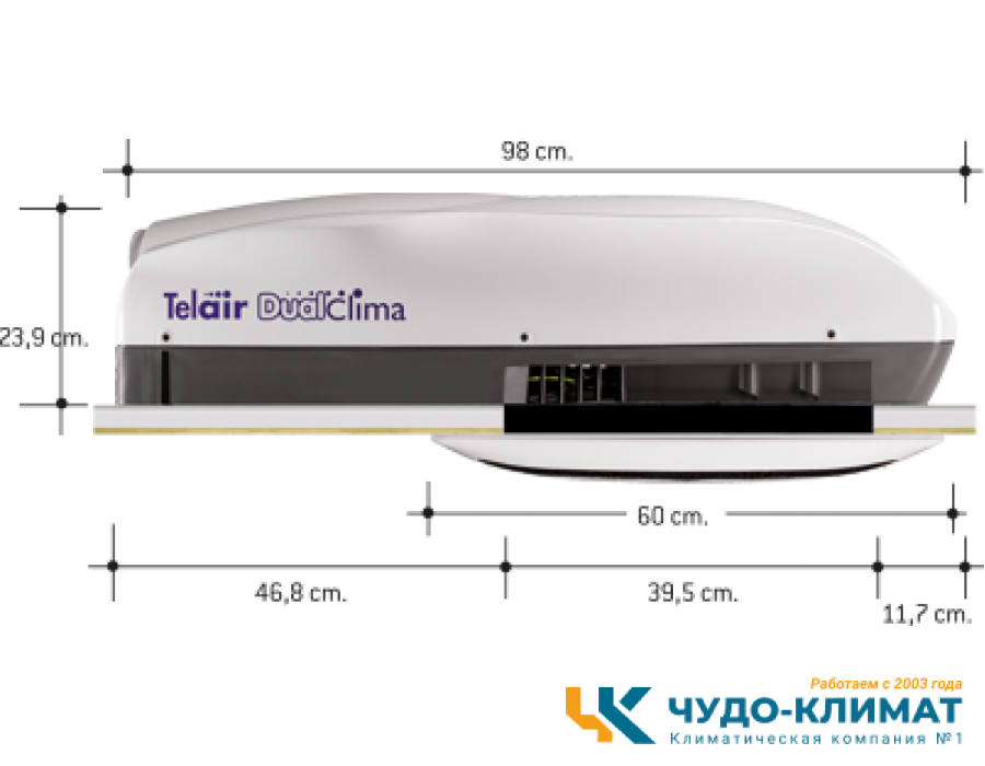 Автомобильный мобильный кондиционер Telair DUALCLIMA 12500H
